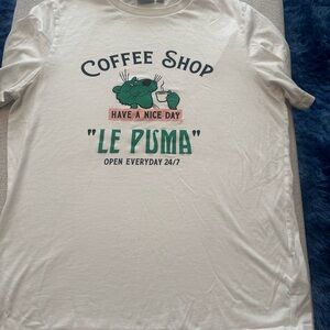 Puma White Short Sleeve Tee with Retro Graphic